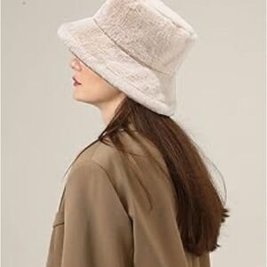 NEW Cream Fuzzy Bucket Hat